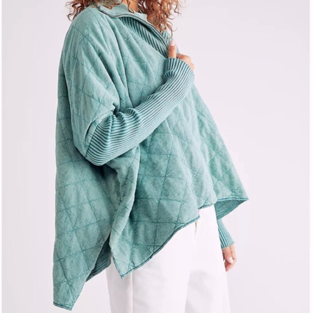 Free People Shiloh Sweatshirt in Teal Green